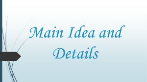 Main Idea and Details