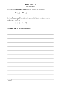 Assignment Self-Assessment Form