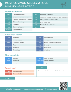 Nursing Abbreviations Reference Sheet