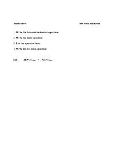 Net Ionic Equations Worksheet