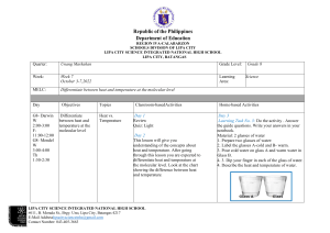 Grade 8 Science Lesson Plan: Heat vs. Temperature