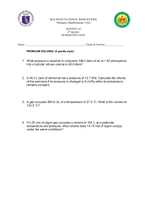 Science 10 Gas Laws Summative Test - Problem Solving