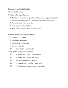 Hoja de Trabajo de Español: Familia, Verbos, Adjetivos