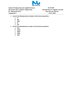 Computer Systems Assignment: Number Conversions
