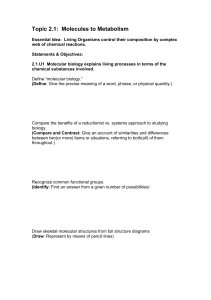 Molecules to Metabolism: Biology Study Guide