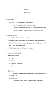 English 11 Lesson Plan: Subject-Verb Agreement