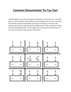 Common Denominator Tic-Tac-Toe Worksheet