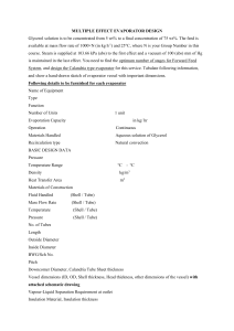 Multiple Effect Evaporator Design: Glycerol Concentration