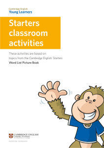 Cambridge Starters Worksheets: Food, School, Animals