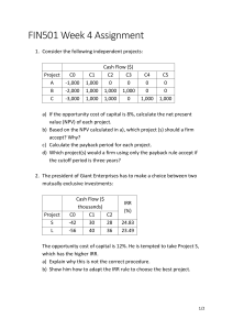 Capital Budgeting Assignment: NPV, Payback, IRR