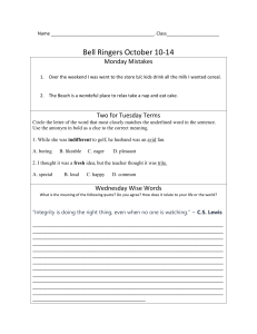 Bell Ringers Worksheet: Grammar, Vocab, Figurative Language