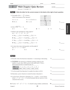Precalculus Mid-Chapter Quiz Review (Lessons 2-1 to 2-3)