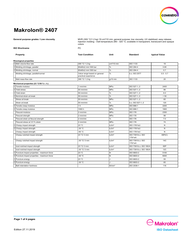 Makrolon 2407 Datasheet: Properties & Processing