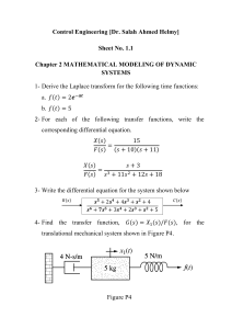 Control Engineering Worksheet: Dynamic Systems Modeling