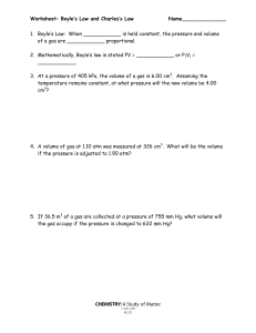 Boyle's & Charles's Law Worksheet: Chemistry Problems