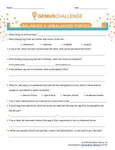 Balanced & Unbalanced Forces Worksheet