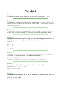 Programming Tutorial: Basic Exercises