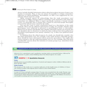 Critiquing Research Ethics: Study Examples & Questions