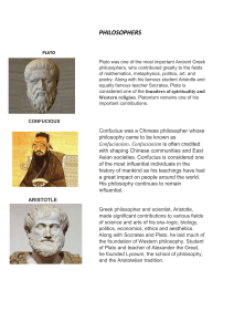 Famous Philosophers: Plato, Confucius, Aristotle, Hume, Russell