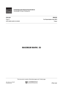 Cambridge Primary Checkpoint English Mark Scheme