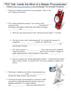 Procrastination Worksheet: TED Talk Analysis