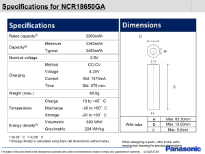 NCR18650GA Battery Specifications Datasheet