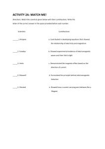 Electromagnetism Scientists Matching Worksheet