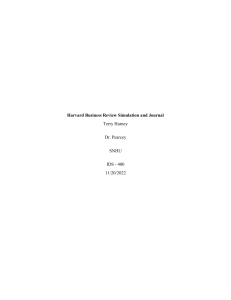 Harvard Business Review Simulation: Family Business Journal