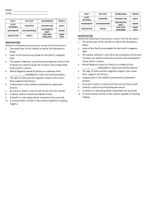 Earth Science Worksheet: Plate Tectonics & Features