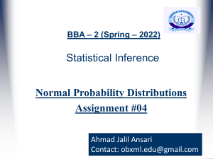 Normal Probability Distributions Assignment