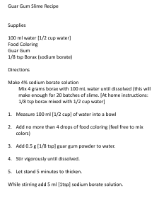 Guar Gum Slime Recipe