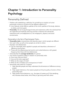 Personality Psychology: Introduction to Traits & Mechanisms