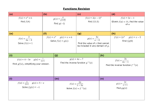 Functions Revision Worksheet: Practice Problems