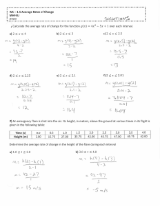 Average Rates of Change Worksheet