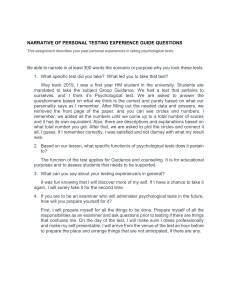 Psychological Test Experience: A Student's Narrative