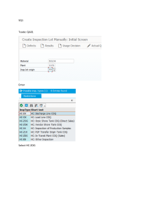 SAP Inspection Lot Creation Initial Screen
