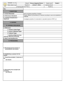 Grade 8 Science Lesson Log: Solutions