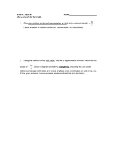 Math 42 Quiz: Trigonometry Problems