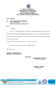 School DRRM Plan Request: Barangay Collaboration