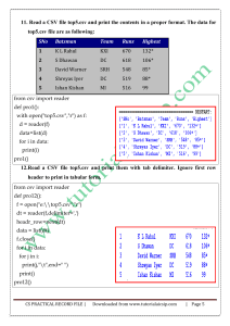 Python CSV File Handling Practical Record
