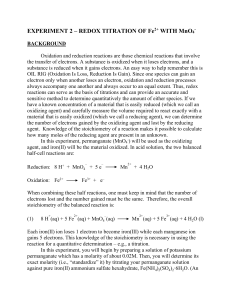 Redox Titration of Fe2+ with MnO4- Lab Manual
