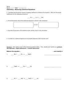 Balancing Chemical Equations Worksheet