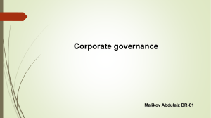 Corporate Governance: Principles & Structure