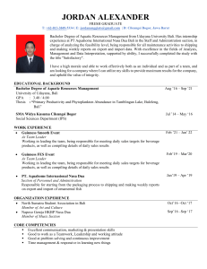 Jordan Alexander Resume: Aquatic Resources Management Graduate