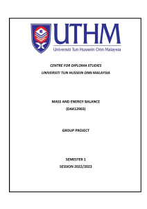Mass & Energy Balance Group Project