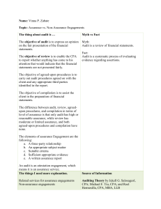 Assurance vs. Non-Assurance Engagements Summary