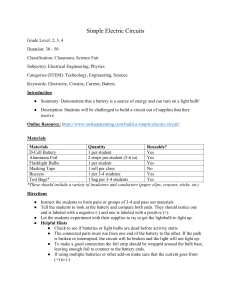 Simple Electric Circuits Lesson Plan for Elementary School