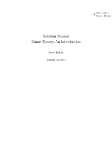 Game Theory Solution Manual: Tadelis
