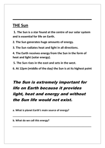 The Sun: Earth's Energy Source - Elementary Science Worksheet