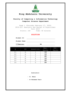 Algorithms Exam - King Abdulaziz University
